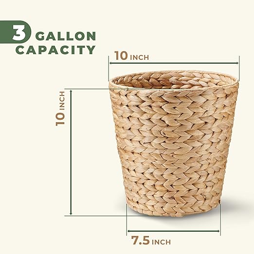 84ECO 2-Pack Wicker Trash Cans for Bathroom, Bedroom, Office - Rattan Trash Can - Decorative Waste Basket