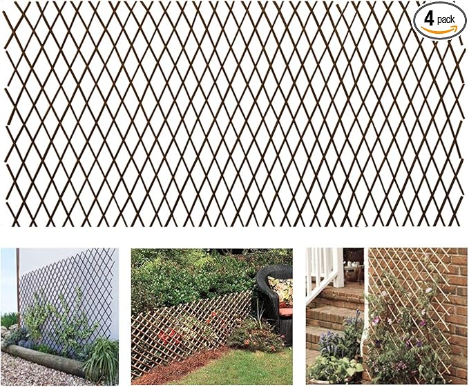 Expandable Garden Trellis Plant Support Willow Lattice Fence Panel for Climbing Plants Vine Ivy Rose Cucumbers Clematis 36X92 Inch