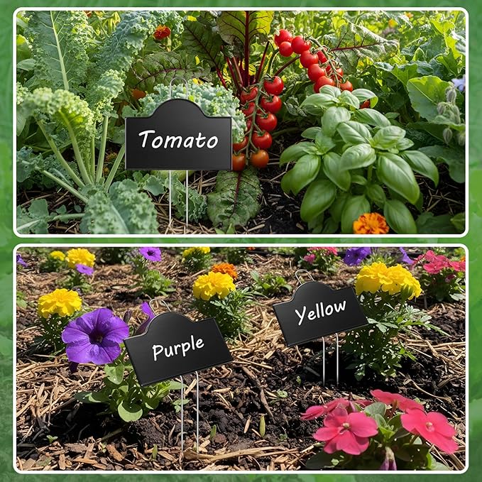 Landhoow 30 Pack Extra Large Metal Plant Labels 6" x 4" with 11'' Stake Stainless Steel Garden Markers Waterproof Memorial Plaques Weatherproof Plant Sign for Vegetable Herb Flower Greenhouse Outdoor