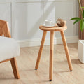 Small Round Side Table Adjustable Height Solid Wood Drink Table Indoor Tall Plant Stand Multi-Use Accent Stool-11‘’D × 20“H (Wood)