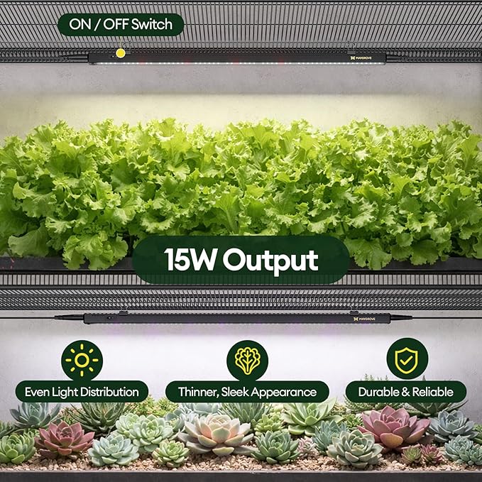 Maygrove Grow Lights for Indoor Plants, Tunable Spectrum 2FT LED Growing Lamp 28W (4 x 15W), T5 Grow Light Strip for Seed Starting, Vegetables, Linkable, Black, 4-Pack