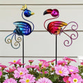 Garden Decor for Outside, Set of 2 Metal 16.5” Decorative Garden Stakes with Peacock Flamingo for Garden Decorations, Welcome Yard Sign Art Stakes for Outdoor Lawn Backyard Porch