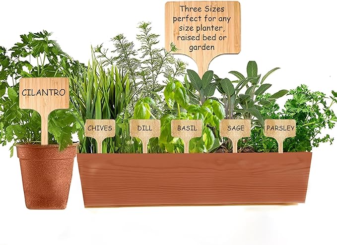 25 Pack 8" Tall Plant Labels Garden Markers Plant Name Tags for Flowers, Herbs, Vegatables, Seeds, Bulbs Larger Writing Area with Full Size Marker Great Holiday Gift