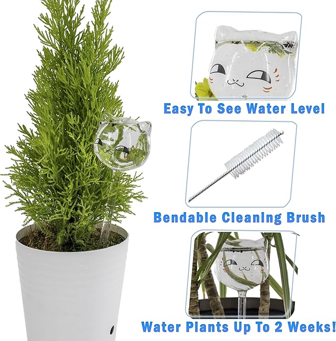 5 STAR SUPER DEALS Aqua Glass Plant Watering Globes Automatic Self Watering Plant Insert Spike Orbs - Indoor Outdoor Plant Drip Irrigation - for Flowers, Herbs, Houseplants (Flower Globes, 4, Units)