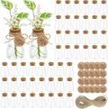 48 Pack Plant Propagation Stations, 3.35'' Plastic Propagation Jars Clear Hydroponic Small Vase Hanging Planter Tube with Cork Lid Tags Hemp Rope for Plant Lovers Women Office Home Decor Garden Gifts