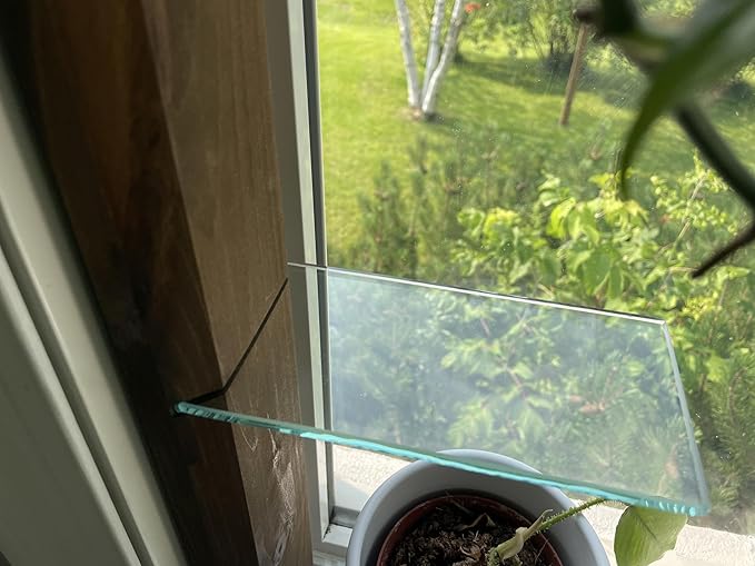 Daniel's Plants 3 Tiered Window Sill Plant Shelf (Real Wood & Glass) | Renter Friendly Window Shelves | Removable Indoor Plant Stand with Hook-and-Loop | Easy Setup | Solid Wood (Woodland Brown)