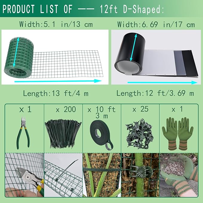 Metal Moss Poles for Climbing Plants, D-Shape Sphagnum Moss Pole Monstera Plant Support for Climbing Plants, DIY Plant Stakes Work with Sphagnum Moss (12ft D-Shaped)