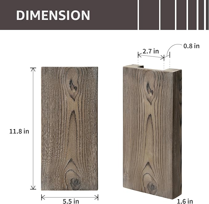 Wood Wall Planter Set of 2, Wood Wall Pocket for Greenery and Dried Flowers, Indoor Wood Hanging Vase, Modern Farmhouse Wall Decor for Living Room Bedroom Office Eucalyptus Stems Decorations (Grey)