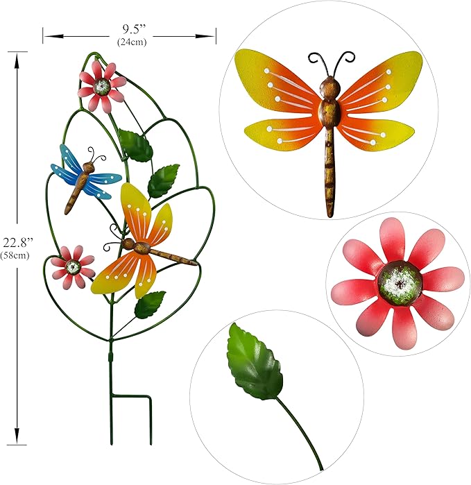 Decorative garden stakes for Outside,Set of 3, Metal Plant Support for Spring Decor, Yard Art Garden Decorations for Outdoor Lawn Porch Pathway