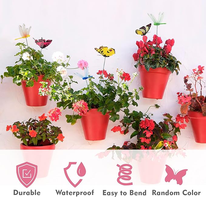 40 Pcs Decorative Butterfly Garden Stakes, 11.4 inch Waterproof Butterfly Picks for Flower Bouquet Arrangements, Colorful Plant Stick Kit Decorations for Patio Yard Pot (Multicolor)