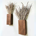 LaLaGreen Wood Wall Planters (8 Inch, 2 Pack) 150 Stalks of Lavender Dried Flower, Wooden Box Vases for Indoor Hanging Planter Rustic Decor Home Living Room Bathroom Modern Farmhouse Trendy Decoration