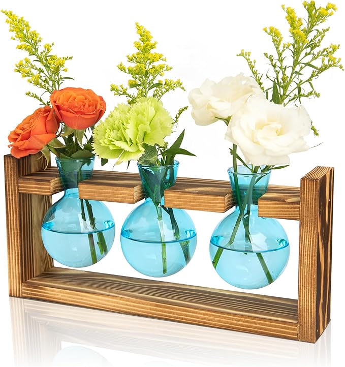 XXXFLOWER Upgraded Glass Plant Mister Spray+3 Blue Bulb Glass Propagation Station