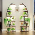 Plant Stand Indoor with Grow Lights: Large Plant Shelf for Multiple Plants, 2 Pack Plant Racks 7 Tiered, Lighted Corner Flower Stands Half Moon, Black Plant Holders Indoor Tall for Living Room Patio