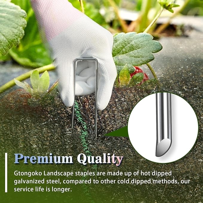 Gtongoko 120 Pack Galvanized Landscape Staples Garden Plant Cover Stakes 10 Inch 11 Gauge SOD Staples Ground Fence Stakes for Landscaping Securing Weed Barrier Fabric, Christmas Decorations