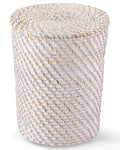 84ECO White Wicker Trash Can with Lid and Liner - Rattan Trash Can