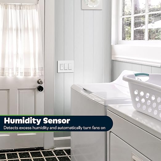 TOPGREENER Humidity Sensor and Fan Control Switch, Ventilation Fan Humidity Sensor Switch, Neutral Wire Required, TDHS5, 2-Pack (Wall Plate Included)