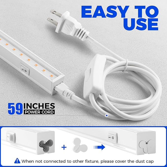 Barrina T5 Grow Lights, Full Spectrum, 2ft 80W (8 x 10W, 500W Equivalent), T5 LED Grow Light Bulbs, Plant Lights for Indoor Plants, Greenhouse, Plug and Play, Pink, 8-Pack