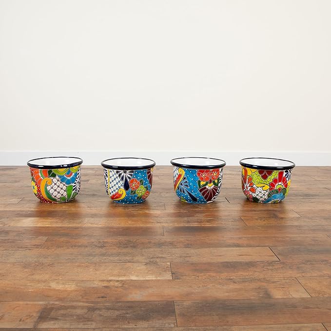Nearly Natural Handcrafted Talavera Ceramic Planter - 9in x 12.5in, Vibrant Hand-Painted Mexican Design, Suitable for Faux and Live Plants with Drainage Hole, Colorful Home Decor, Not Food Safe