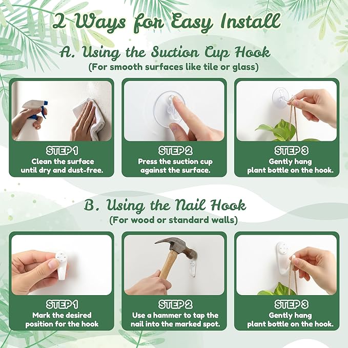 Plastic Window Propagation Stations - 9 Pack Hanging Plant Propagation Vases Clear Jars with Hook Thank You Tag Cleaning Brush for Women Plant Lover Garden Home Office Decor Housewarming Gifts