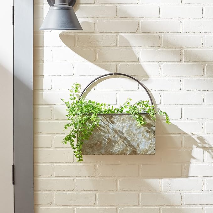 DII Galvanized Planter Collection Wall Hanging, Rectangle, 14.5x4x14.5, Iron