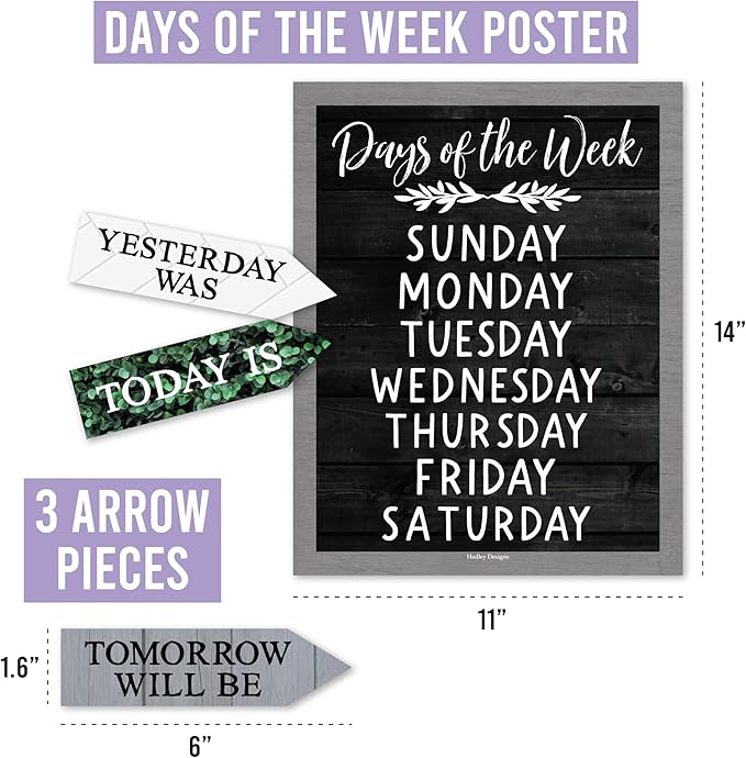 Hadley Designs Classroom Calendar Set Bulletin Board Decorations - Neutral School Calendar for Classroom Decor, Kindergarten Preschool Elementary Teacher Must Haves, Homeschool & Daycare Essentials