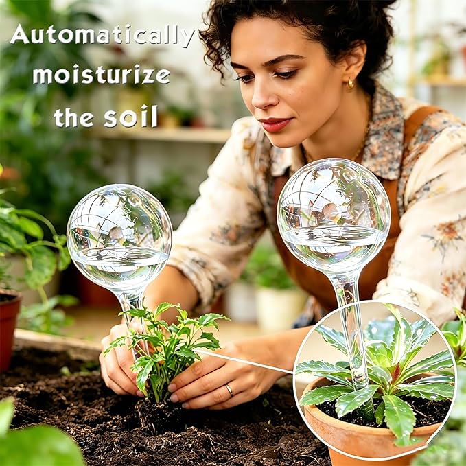 Self Watering Globes for Plants – 12 Pack Large Automatic Watering Bulbs, Vacation Plant Watering Device for Indoor & Outdoor Potted Plants, Slow Release Plant Waterer for Water Conservation