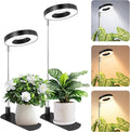 LBW Grow Light for Indoor Plants, Full Spectrum Halo Plant Grow Light with Base, Height Adjustable Plant Lamp with Auto Timer 6/8/12/16H, 3 Color,5 Dimmable Level, for Small Plants, Black, 2 Packs