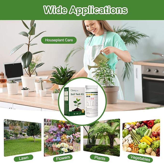 2-in-1 pH & Nitrogen Soil Test Kit, Home Soil Testing Kit Separately Sealed in Foils, Soil pH Nitrogen Test Strips for Garden Lawn Grass Flower Vegetable Nutrient, Quick & Easy-to-Use