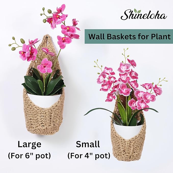 2 Pack 6 inch Macrame Wall Plant Hanger, Hanging Orchid Basket | Wall Plant Holder, Wall Planters for Indoor Plants (2 Pack, for up to 6 inch Pot)