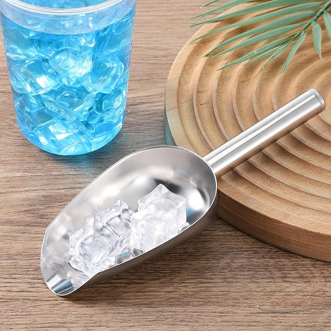 Stainless Steel Ice Scoop, Small Metal Ice Scoop for Bucket and Freezer, Small Size Multi-purpose Kitchen Scoops for Food and Coffee, Silver