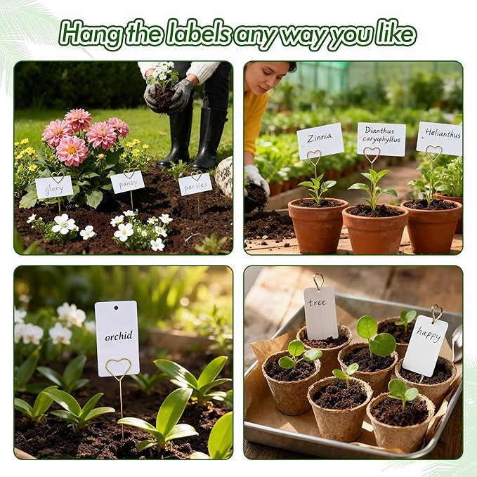 Garden Markers for Plants Outdoor - 20 Pcs 12" Metal Plant Tag Holders for Multiple-use with 40 Pcs Reusable Waterproof Labels & Marker Kit