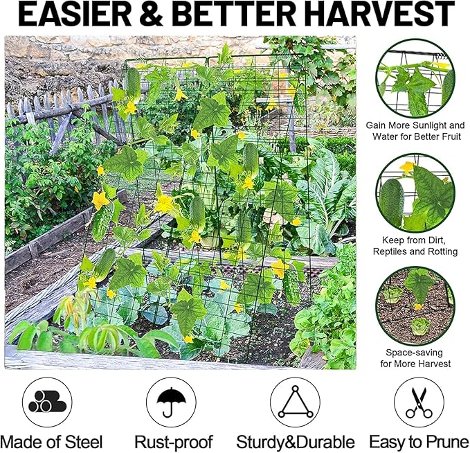 48" H x 34" L Cucumber Trellis for Garden A Frame, Garden Trellis for Climbing Plants Outdoor for Raised Bed(2 Packs)