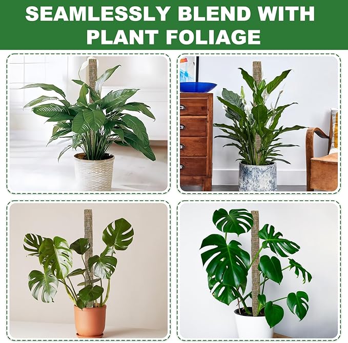 Moss Pole for Plants 2 Pcs 13+16 Inch Modern Mesh Design Green Moss and Plastic Plant Support Extension