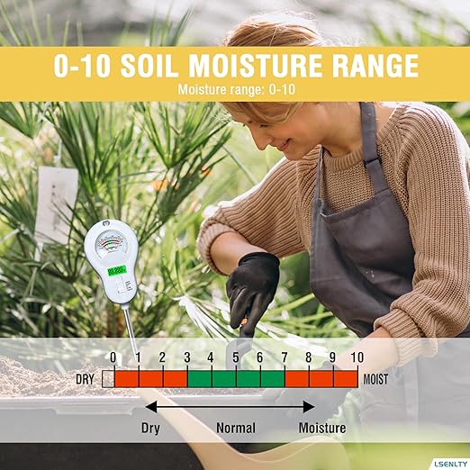 LSENLTY Soil Moisture Meter, 6-in-1 Soil pH Meter, Measures Temperature, Humidity, Light Intensity, nutrients, pH, and Ambient Humidity. Suitable for Horticulture, lawns, and Agriculture