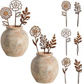 Rustic Metal Flowers, Decorative Flowers Plants Stakes Outside Art, Metal Garden Stakes Decorative Flower Bed Decor, Decorative Stakes Garden Art for Pots Vase Patio Lawn Yard Home Office