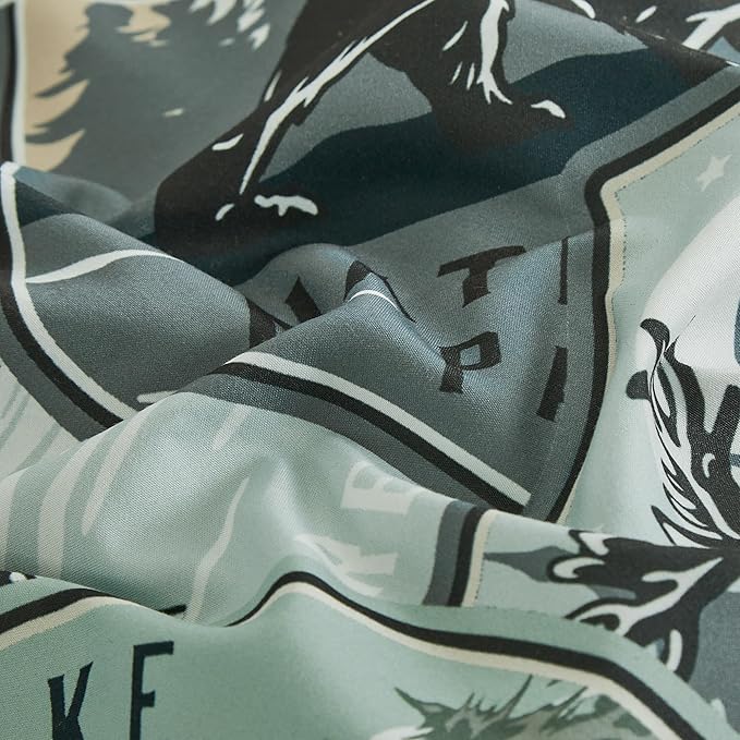 Chezmoi Collection Bishop 3-Piece North Lake Motif Comforter Set - Multicolor Blue Green Brown Black Printed Washed Cabin Lodge Microfiber Bedding, King