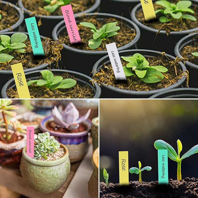 600 Pcs 4" Plant Labels Plastic Waterproof Plant Tags Seed Pot Marker Nursery Garden Seed Stake Tags Plant Classification Sorting Sign Flower Mark (White)