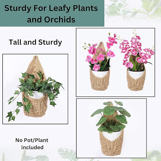 2 Pack 4 inch Macrame Wall Plant Hanger, Hanging Orchid Basket | Wall Plant Holder, Wall Planters for Indoor Plants (2 Pack, up to 4 inch Pot)