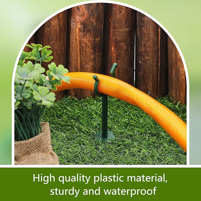 Taiyin 10 Pcs 3/4'' Garden Hose Holder Brackets Garden Guide Holder Decorative Outdoor Guide Stakes Support Spike Plant Tool to Keep Off Lawn for Yard (Green)