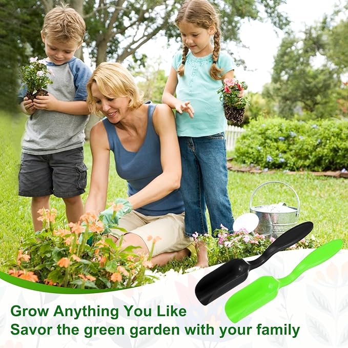 M METERXITY 10-Pack Mini Gardening Shovel Spoon, Plastic Garden Soil Scoops for Cultivation Digging Transplanting/Flower Planting/Plant Succulent, Colorful Small Gardening Tools [Black, Green]