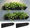 LaLaGreen Outdoor Wall Planters (30 Inch, 2 Pack) Triangle Black Carbon Steel Metal Hanging Flower Pots for Succulents, Large Geometric Wall Mounted Plant Holders, Unique Vertical Garden Home Decor