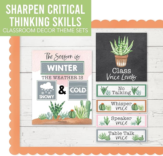 Hadley Designs Classroom Calendar Set Bulletin Board Decorations - Cactus School Calendar for Classroom Decor, Kindergarten Preschool Elementary Teacher Must Haves, Homeschool & Daycare Essentials