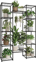 GENTINGBRO Metal Plant Stand Outdoor 62.2" Tall Plant Shelf for Plants 12 Pots Large Plant Sheves for Indoor Plants Living Room Heavy Duty Rack Garden Balcony Patio Hanging Planter