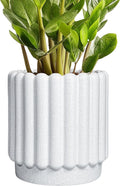 Ceramicfor Ceramic Planters for Indoor Plants - 7.6 Inch Ceramic Plant Pots Outdoor, Round Flower Pots with Drainage Hole, Fluted Modern Planter, Room House Decor, Gifts for Plant Lovers, White