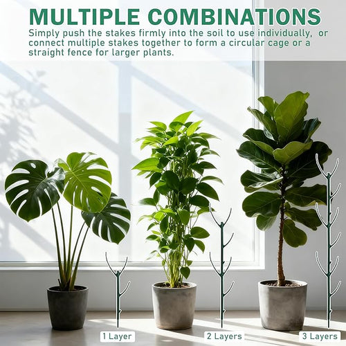 10 Pack Stackable Monstera Plant Support Stakes, Half Round Climbing Plant Pole Sticks Structures for Indoor/Outdoor Plants, Garden Accessories for Potted, Pothos, Philodendron & Vine Plants