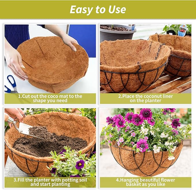 Legigo 12X120 Inch Natural Coco Liner Roll, Coconut Liners for Planter Window Box Hanging Basket, Coconut Coir Roll Coco Fiber Mat for Garden Decoration DIY Moss Poles Pet Pad Reptiles Carpet