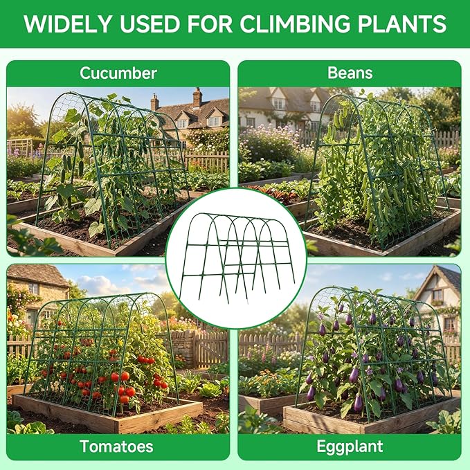 Cucumber Trellis for Raised Bed, 48x65 Inch U-Shape Garden Trellis for Outdoor Climbing Plants, Rust-Resistant Arch Plant Support Vegetable Trellis for Cucumber Tomato Pea Zucchini, Squash