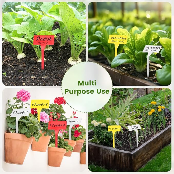 KINGLAKE GARDEN Outdoor Plastic Plant Labels 30 Pack 11.8 inch Outdoor Waterproof Sturdy Nursery Garden Markers, Plant Markers for Herbs, Flowers, Vegetable, Plant (Multicolored)