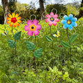 Metal Flowers for Outside, 15.85" 4-Pack Decorative Garden Stakes for Spring Garden Decor, Shaking Head Yard Art Decorations for Patio Porch Lawn Ornaments