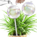 17 oz Up 2 Weeks Extra Large Plant Watering Globes, Self Watering Planter Insert, Iridescent Glass Self Watering Globes, Vacation Plant Watering Devices, Automatic Watering Bulbs (Large 2-Pack)